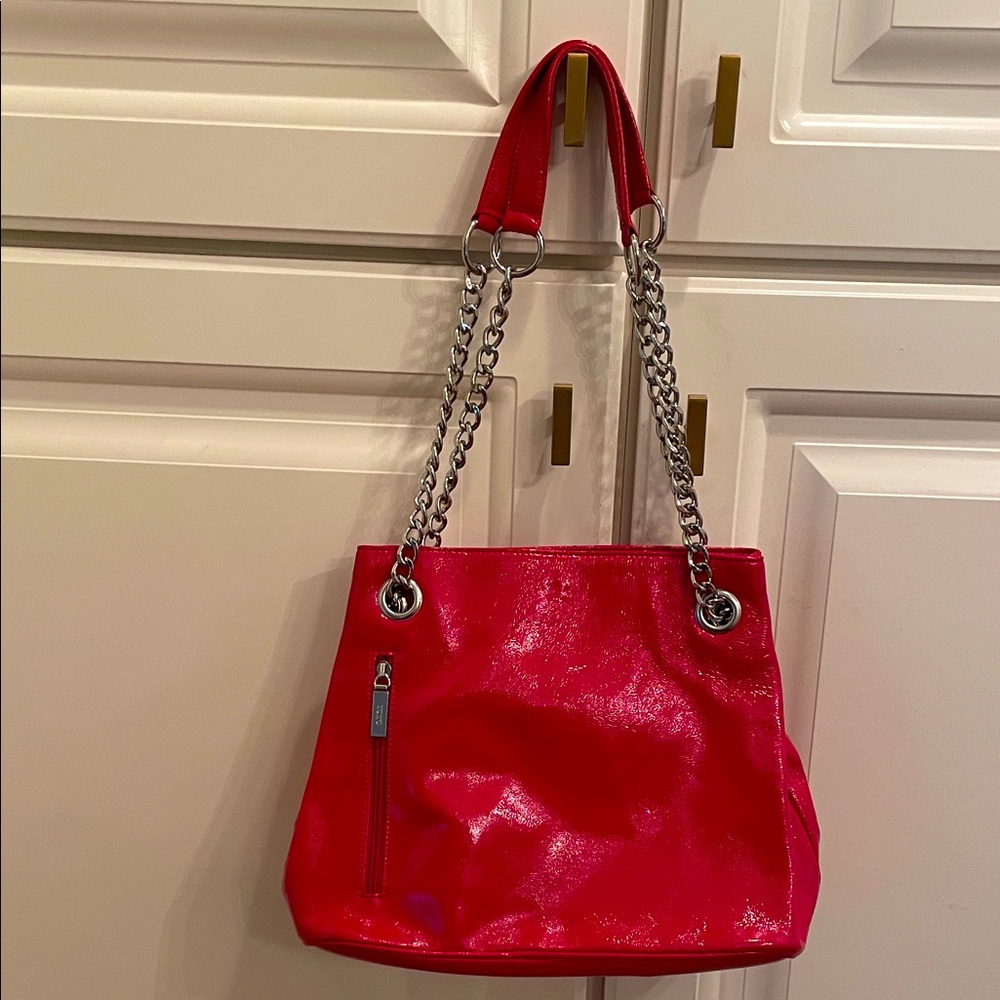 Hobo NWOT red shiny patent bag with silver chain